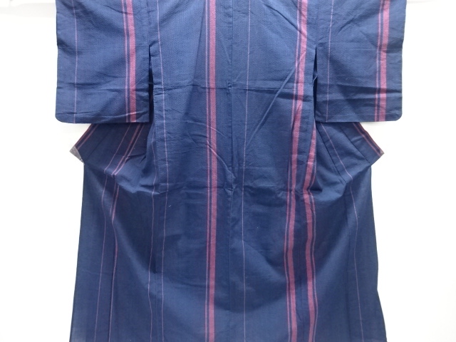 JAPANESE KIMONO / ANTIQUE KIMONO / SHIJIRA-ORI / WOVEN STRIPE / INTANGIBLE CULTURAL HERITAGE